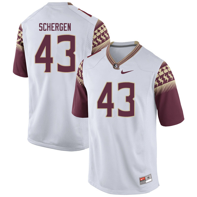 Men #43 Joseph Schergen Florida State Seminoles College Football Jerseys Sale-White - Click Image to Close